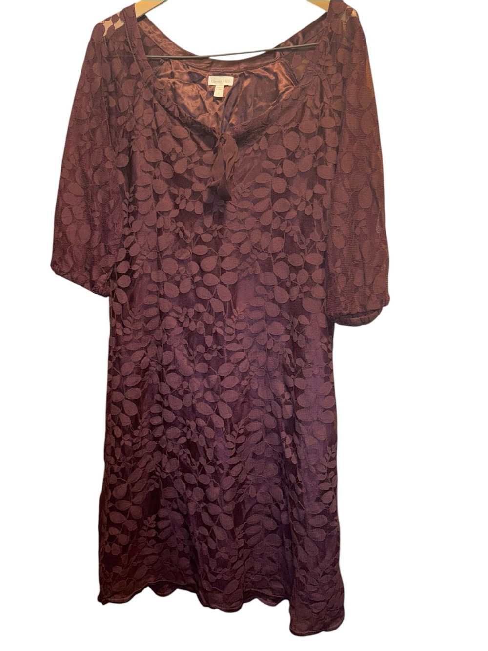 Garnet Hill Plum Lace Midi Dress women’s size 6 modest cotton